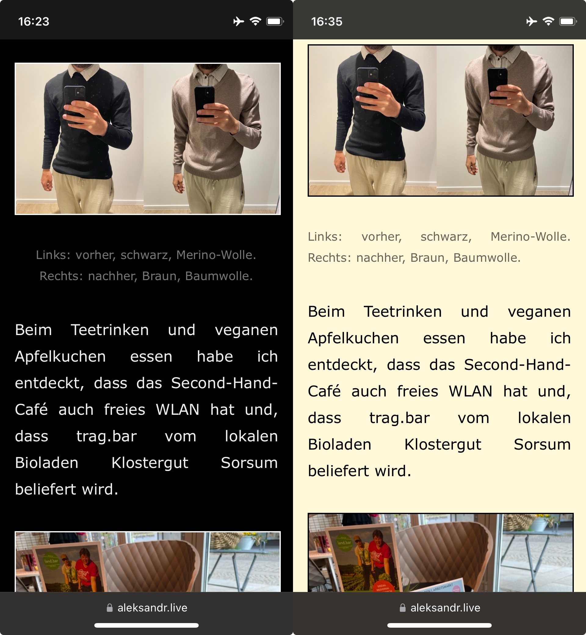 Tagebuch vorher und nachher